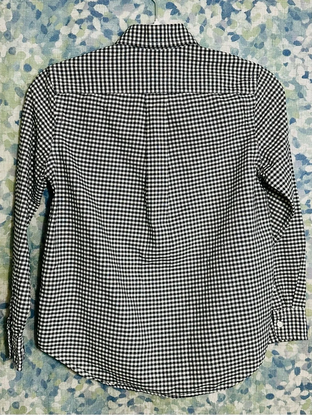 Ralph Lauren Boys Black White Gingham Button Down Shirt Size 10-12